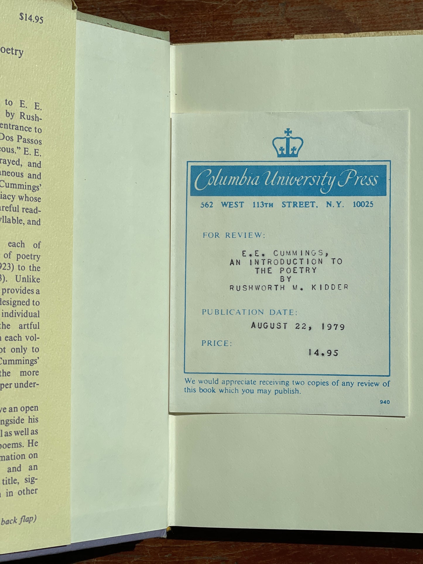 E.E. Cummings: An Introduction to the Poetry by Rushworth M. Kidder
