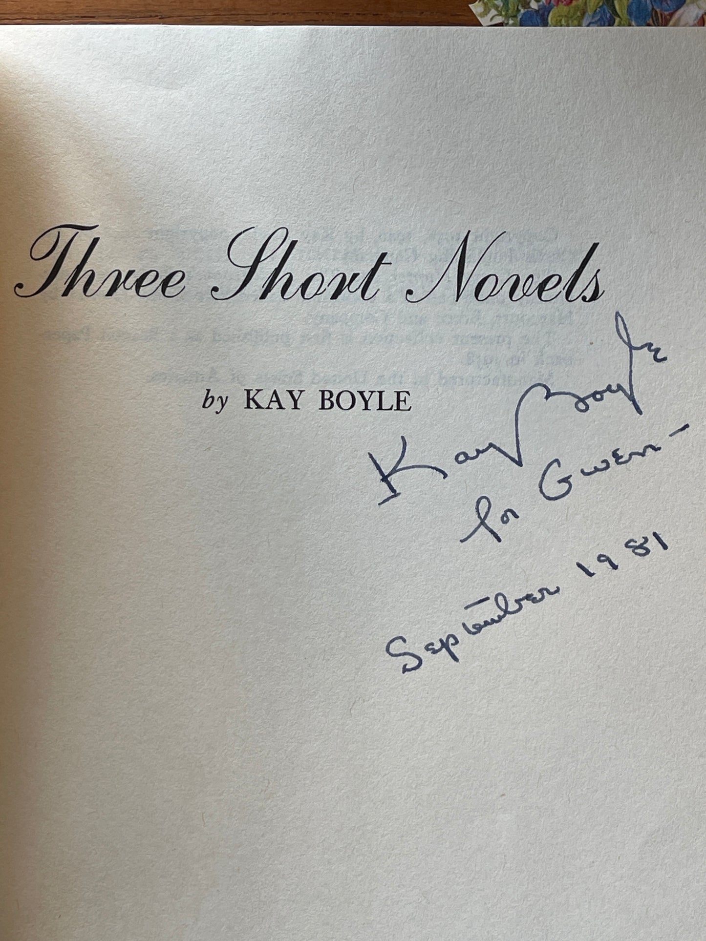 Three Short Novels by Kay Boyle - Signed