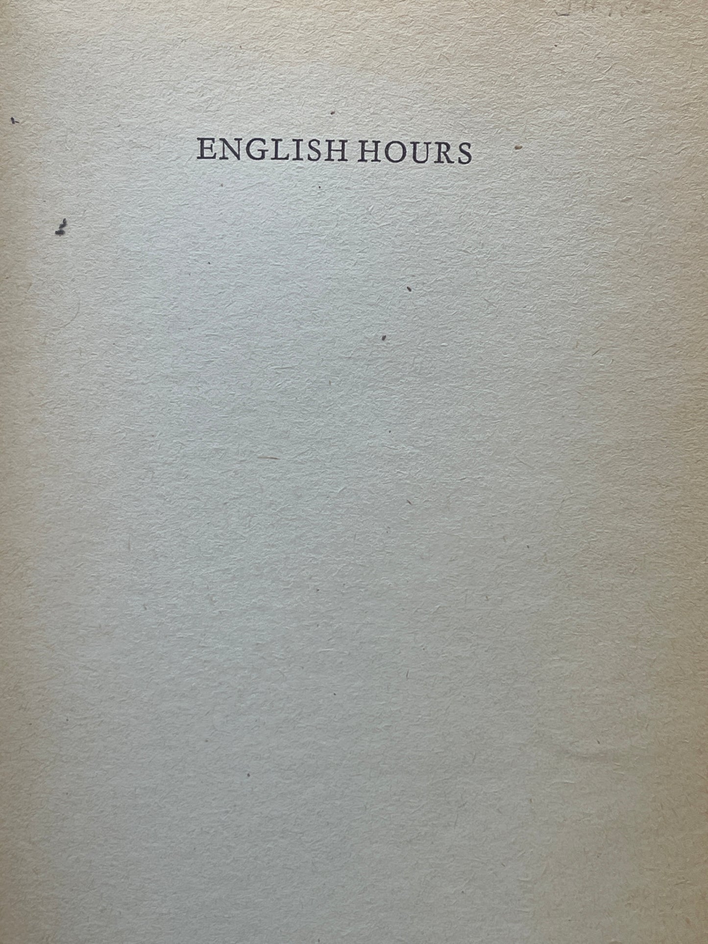 English Hours by Henry James