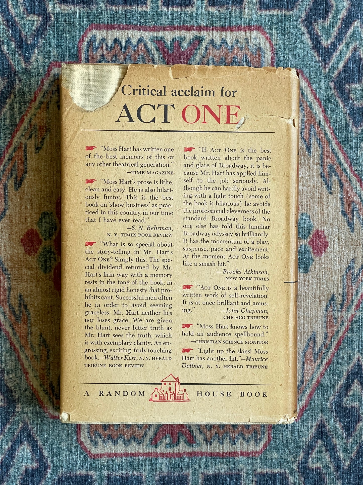 Act One: An Autobiography by Moss Hart - First Edition