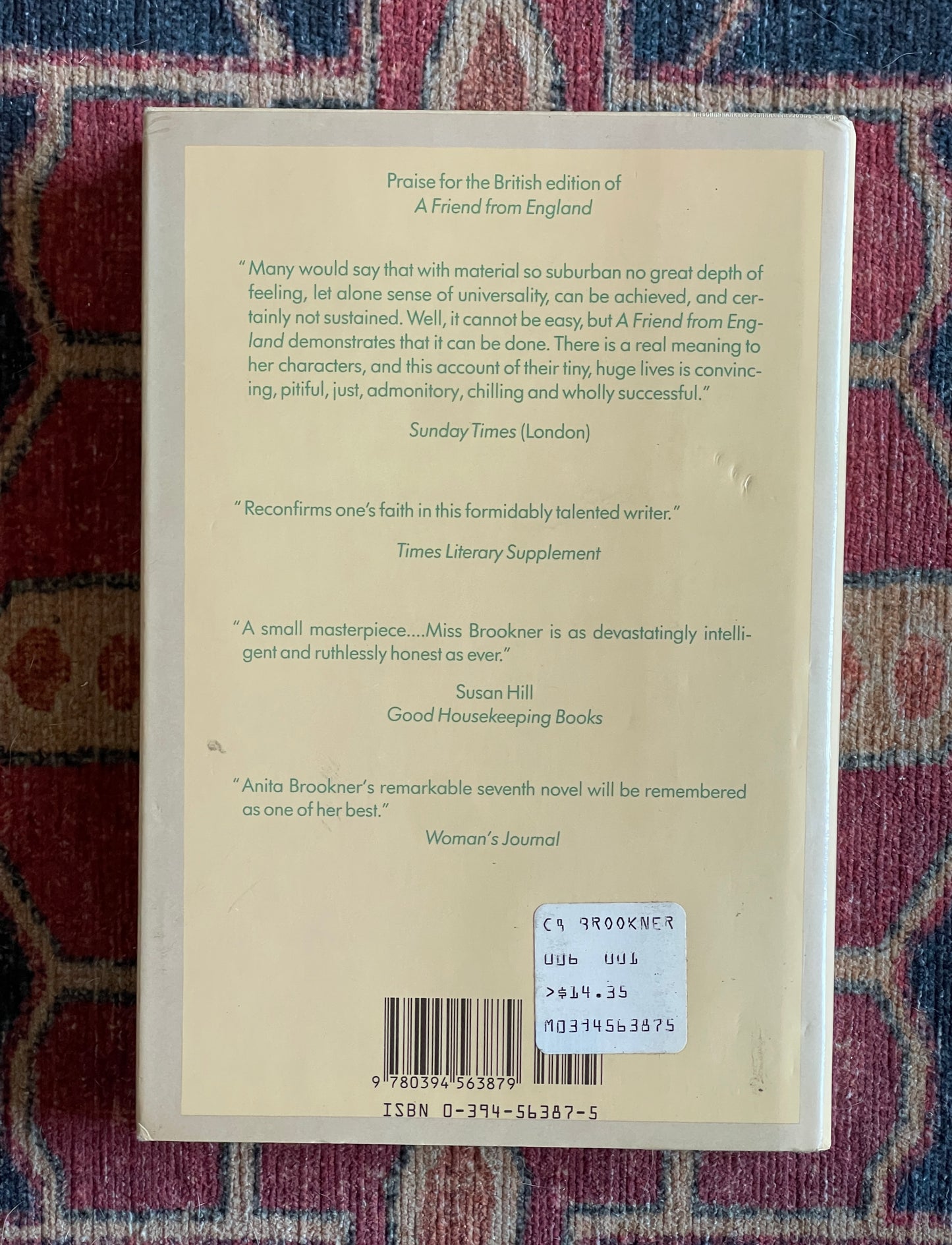 A Friend from England by Anita Brookner - First Edition
