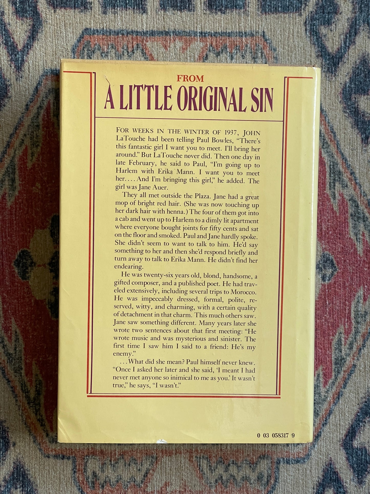 A Little Original Sin: The Life and Work of Jane Bowles by Millicent Dillon - First Edition